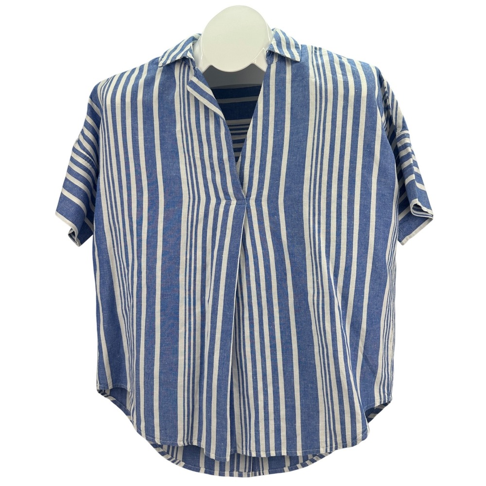 Madewell Striped Relaxed Fit Short Sleeve Button Up Shirt Oversized XXS
